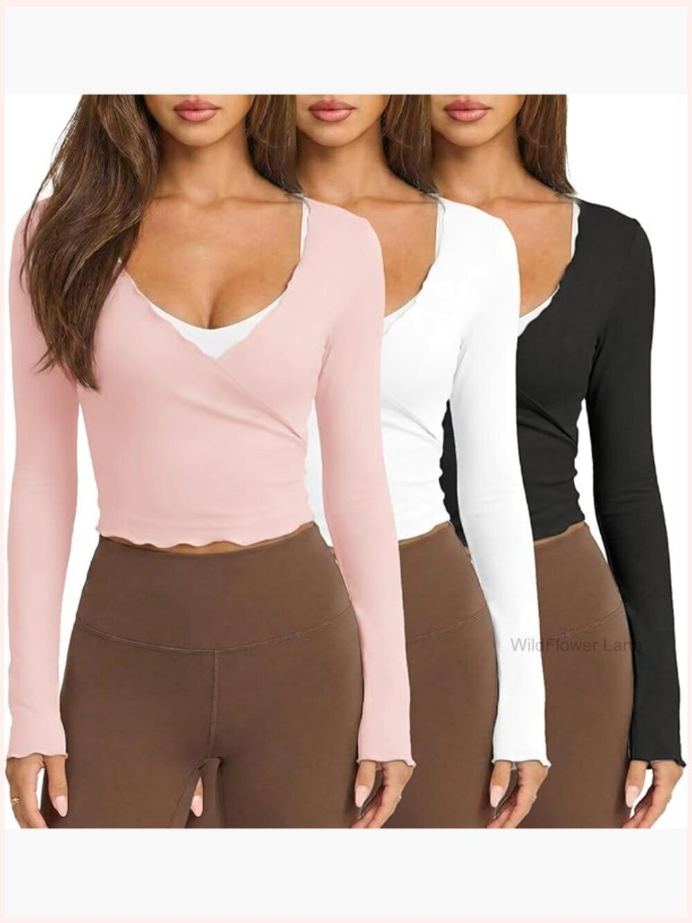 Cropped Long Sleeve Wrap Top Y2K Ballet Yoga Pilates Dance Cover Up